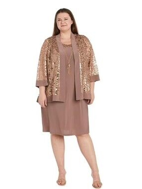 R&M Richards Size 12 Rose/Gold Two-Piece Set NWT